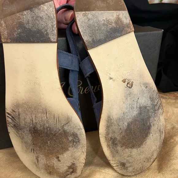 J CREW Blue Suede Grommet Slingback Sandals 8.5 - Picture 7 of 7